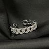 Cuban Chain Inlaid Zircon Full Diamond Open Ring Light Luxury High Sense Pair Ring Niche Design Stacked Ring