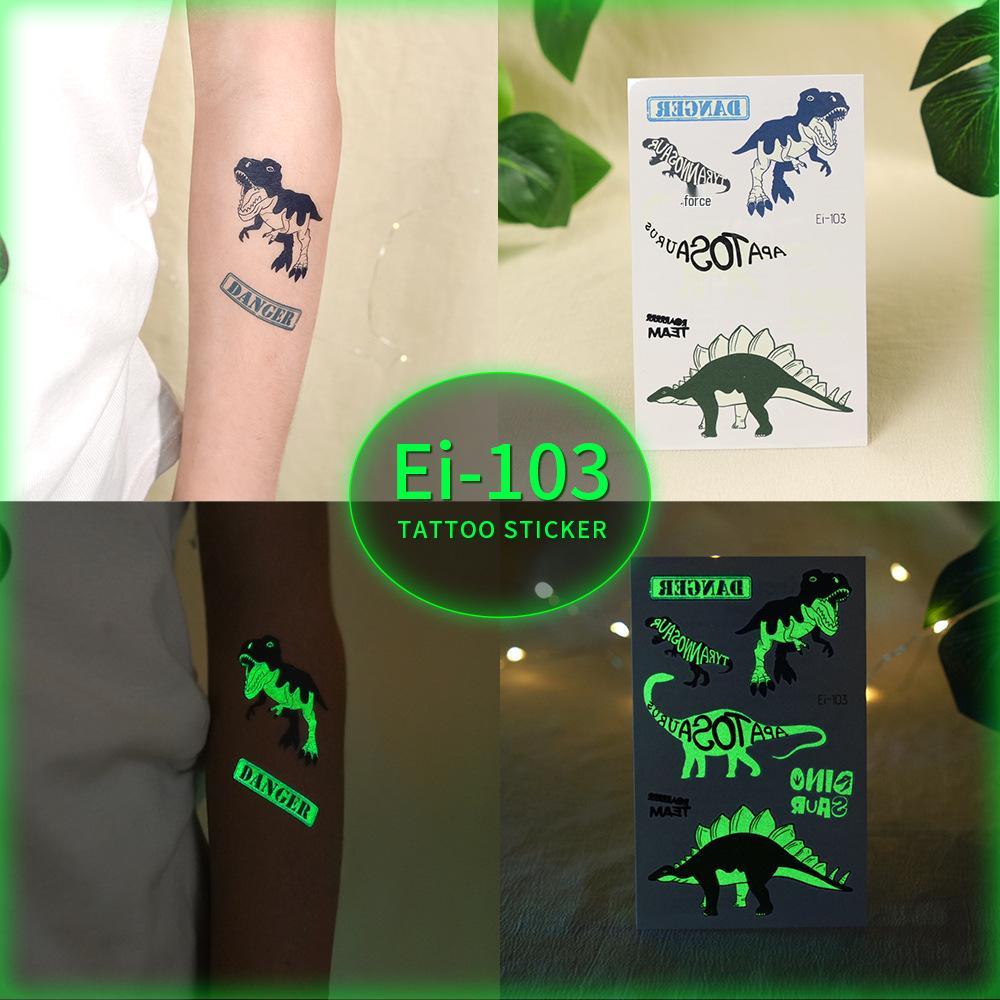 Glow-in-the-Dark Dinosaur Temporary Tattoo Stickers for Kids