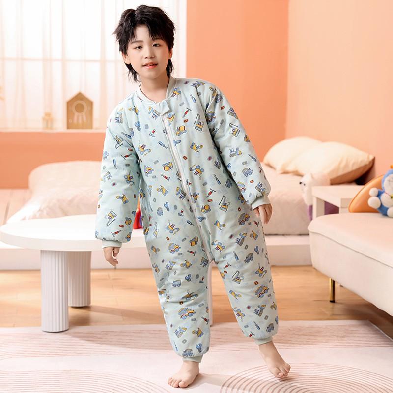 Kids Cotton Sleepsuit Winter Warm Pajamas Toddlers Children 1-12 Years Thickened Footed Sleep Bag