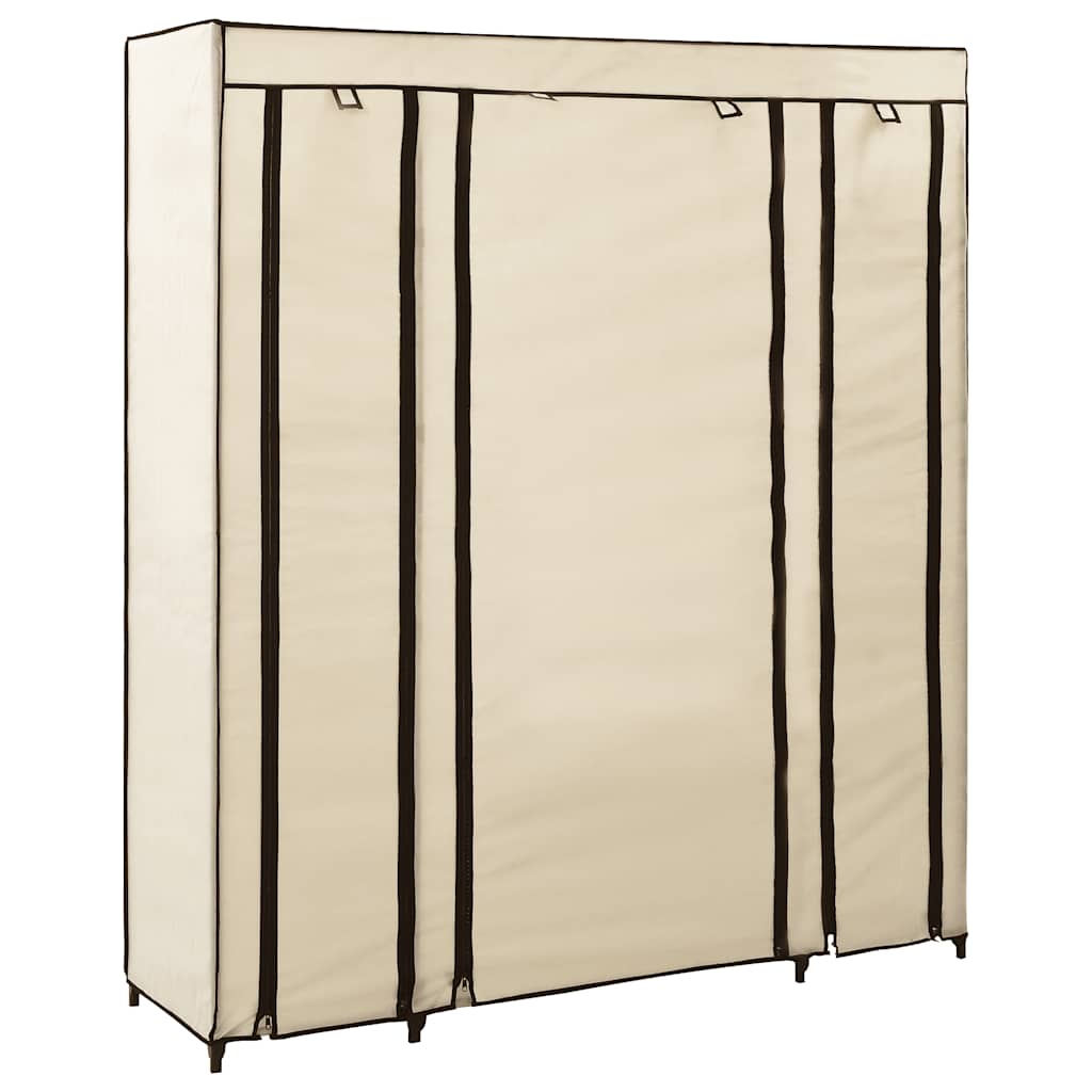 Fabric Wardrobe with Compartments and Clothing Rods Cream 150 x 45 x 176 cm