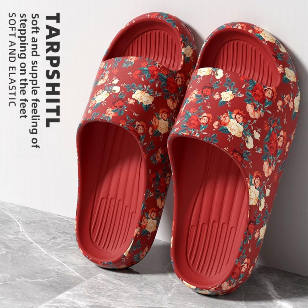 Romantic Floral Style Home and Outdoor Dressing Scene, Women's Preferred Printed Breathable Slippers, Fashion Slippers, Flat Heel