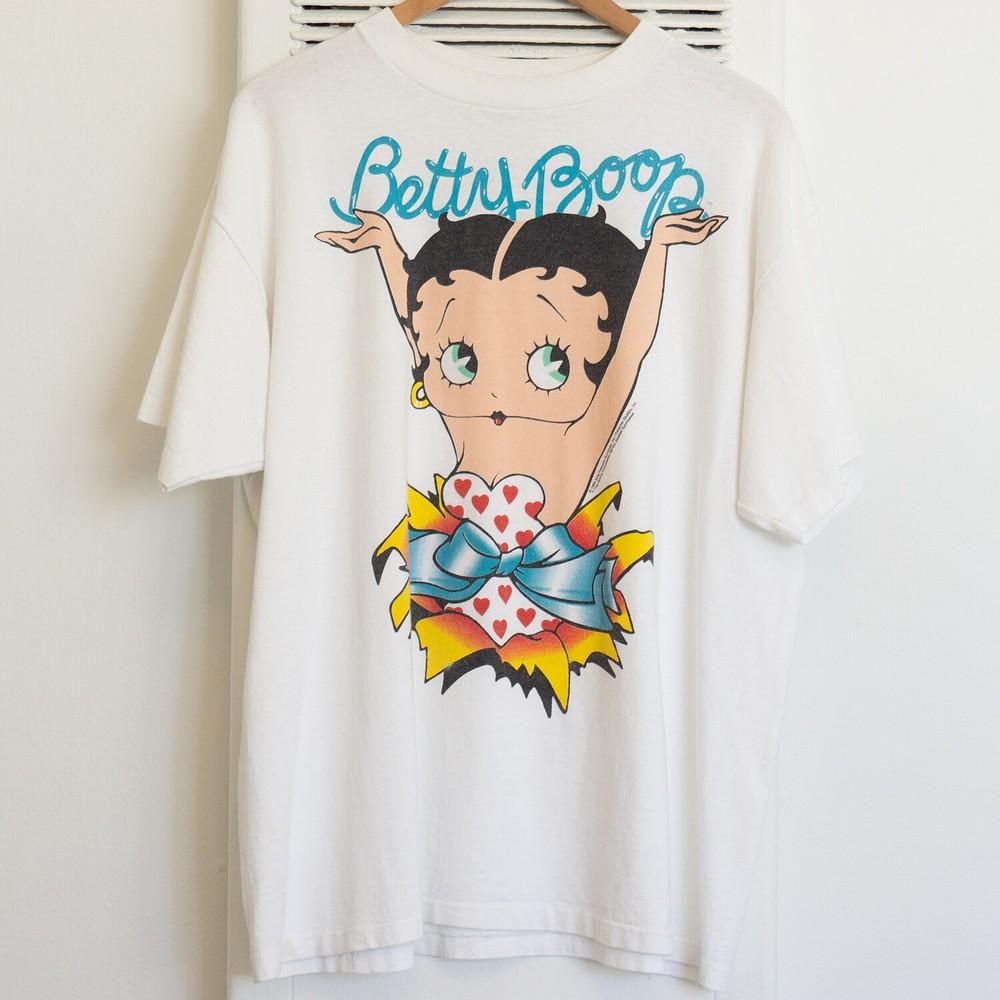 Винтажная футболка Betty Boop 90-х Редкий дизайн Белая Унисекс S-5XL KH13657 Унисекс Футболка