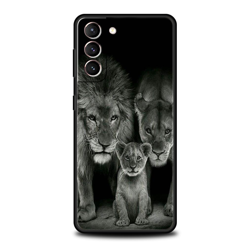 Чехол для телефона Samsung Galaxy S24 S23 S22 S20 S21 FE Ultra S24 S23 S10 S10E S9 S8 Plus 5G, силиконовый чехол-сумка, дизайн "Лев, альфа-самец, детеныш"
