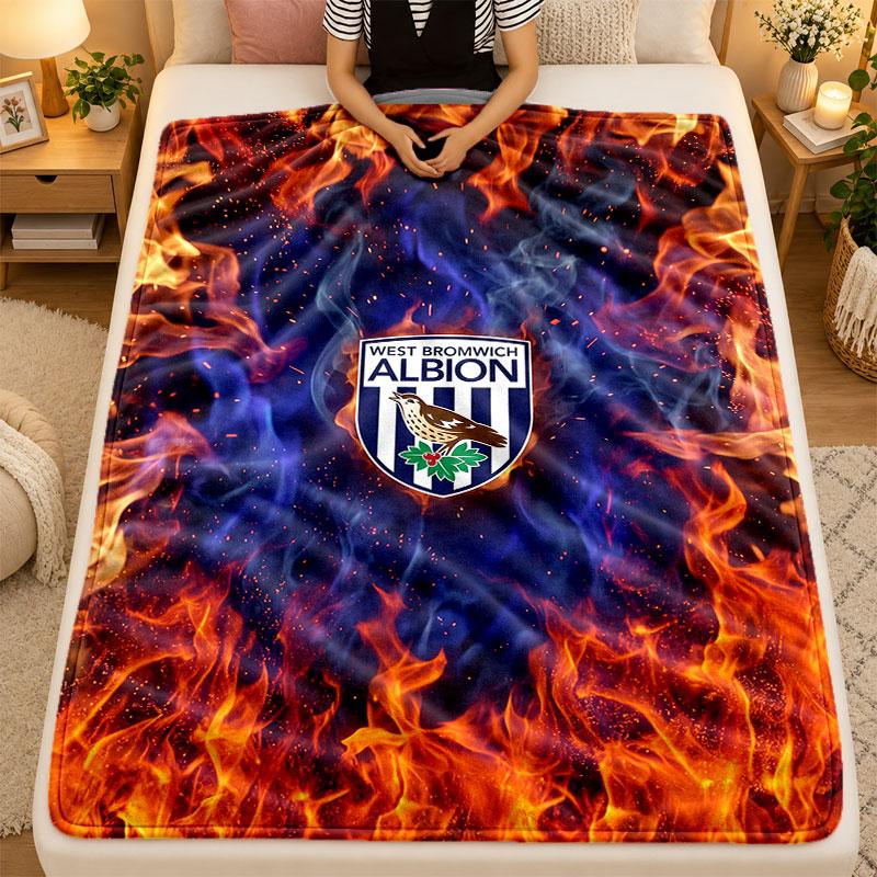 Flannel BlanketWest Bromwich Albion Football Warm Soft Throw Blanket for Indoor Sofa Bed Living Room Use