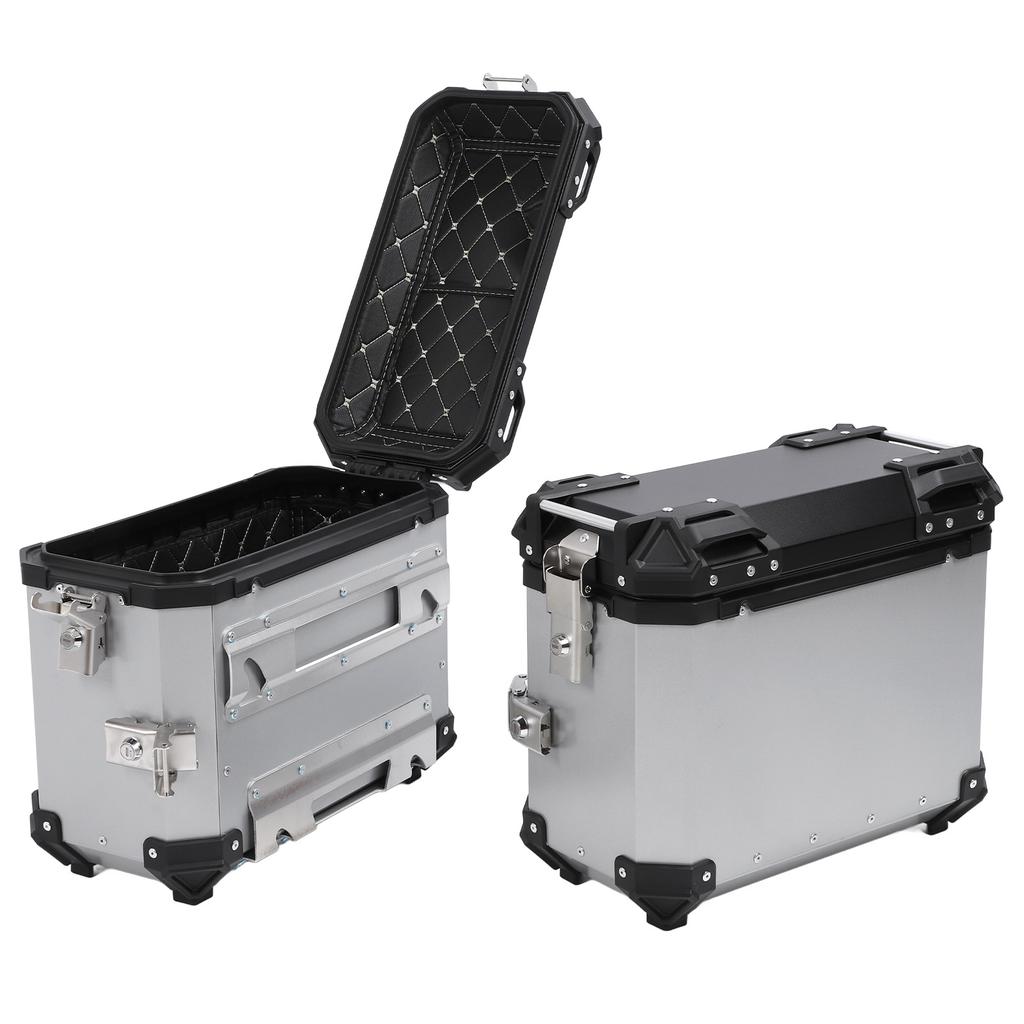 35L Motorcycle Side Case Aluminium Alloy Motorbike Hard Side Saddlebag Box with Lock Mounting Bracket for Riding Gear Helmet