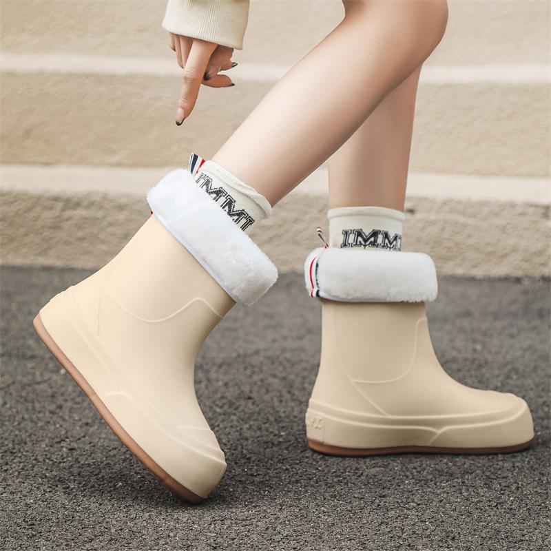 Модные дождевые сапоги для женщин в корейском стиле, уличная водонепроницаемая обувь, нескользящие резиновые кухонные сапоги, водонепроницаемая обувь для кемпинга для женщин