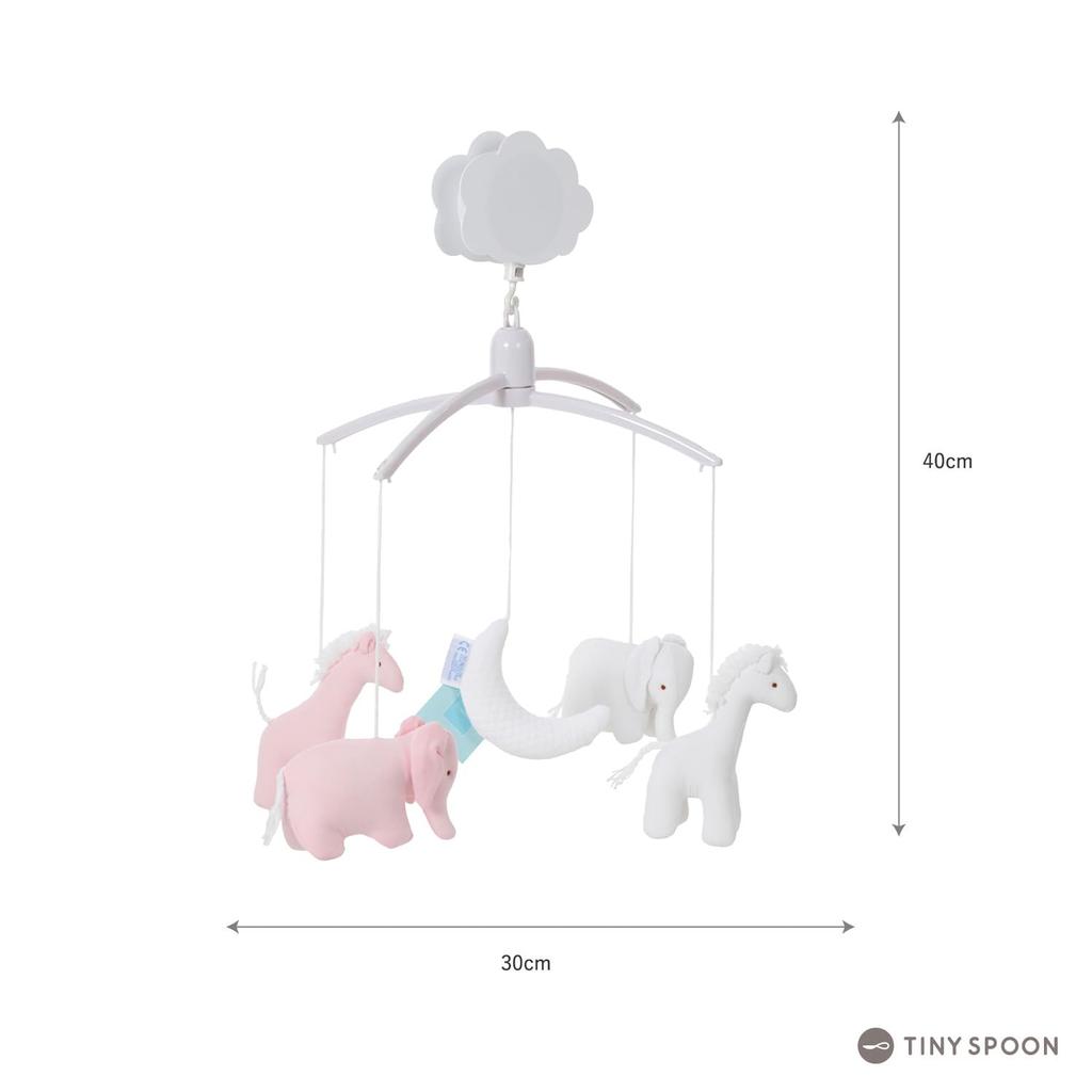 Музыкальная шкатулка Traseria Merry Animal Moon для кроватки, игрушка для младенца, подарок для младенца [Кровать] (розовый)] С ручным заводом