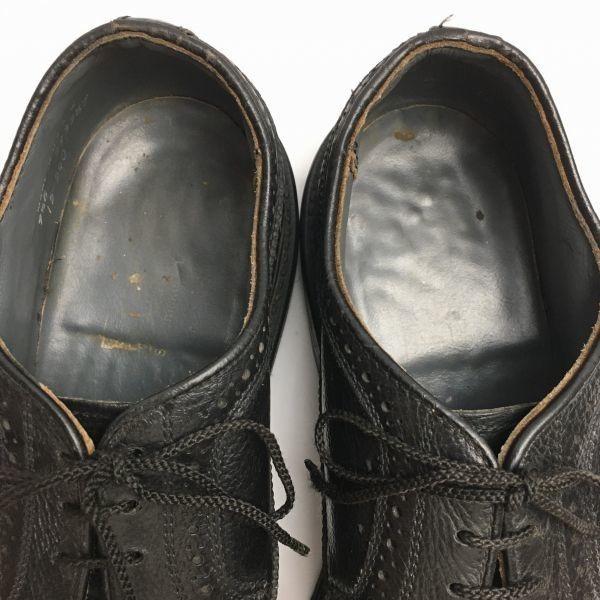 80s-90s Vintage USA Long Wingtip Business Shoes Size 9.5E 27.0-27.5 Black(USED)