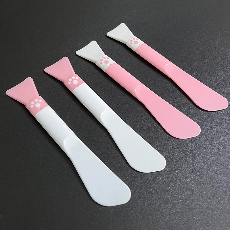 Cute Double Head Silicone Facial Mask Brush 2 In 1 Soft Head With Scraper Integrated Dual-Use Mud Stirring Stick DIY Beauty Tool