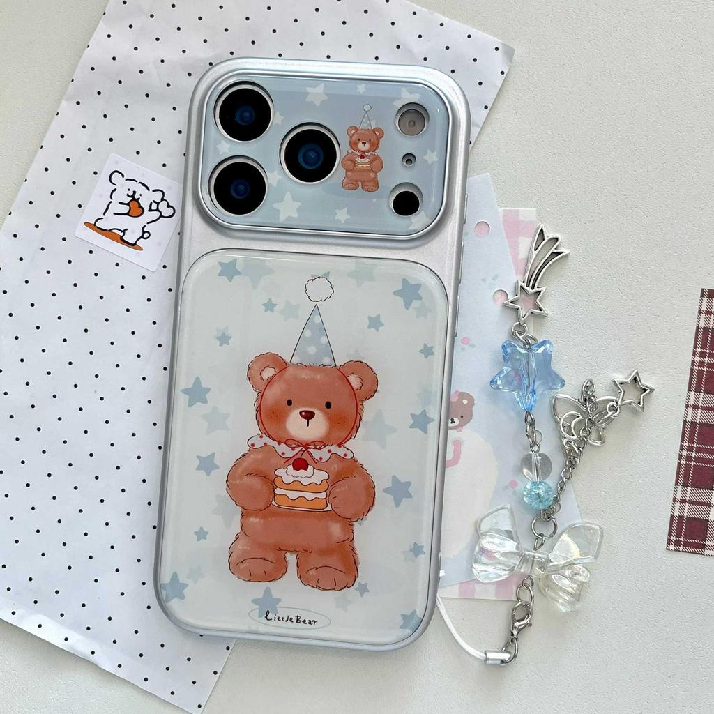 Adorable Birthday Cake Bear Phone Case for iPhone 14/15/16/17 Pro Max - New Style for Women