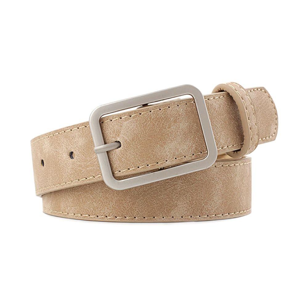 Women Retro Casual Waist Band Leather Belt Ladies Dress Strap Square Pin Buckle Waistband