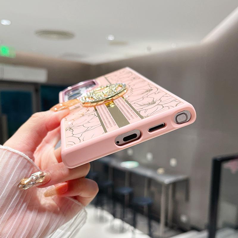 Применимо к Samsung s25 чехол с бриллиантовым кольцом A56 чехол с креплением-бабочкой A36 персонализированный A05S женский чехол для мобильного телефона