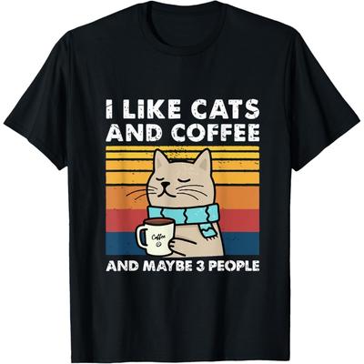 Смешные коты, я люблю кошек и кофе и, возможно, 3 человек Футболка