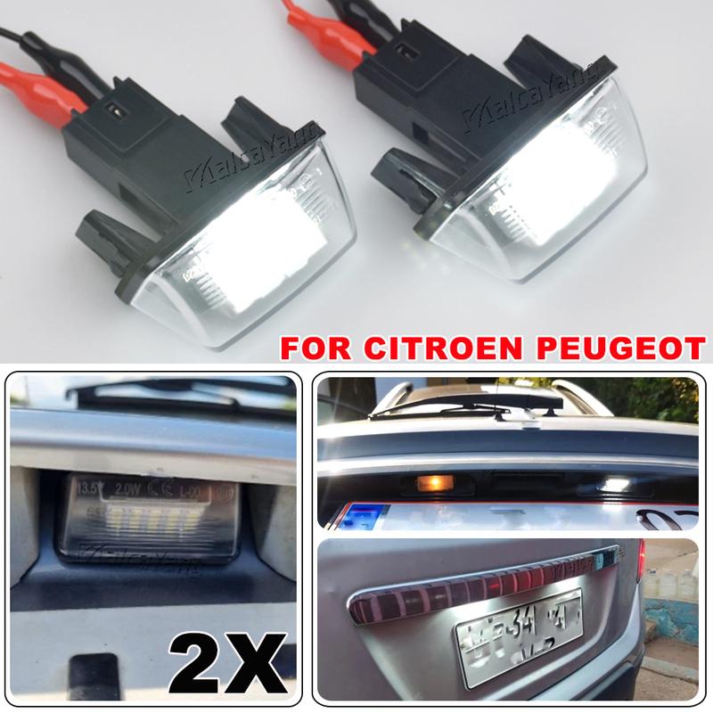 2X LED Car License Number Plate Light For Citroen C3 C4 C5 BERLINGO Saxo Xsara Picasso Peugeot Partner 206 207 306 307 308 5008