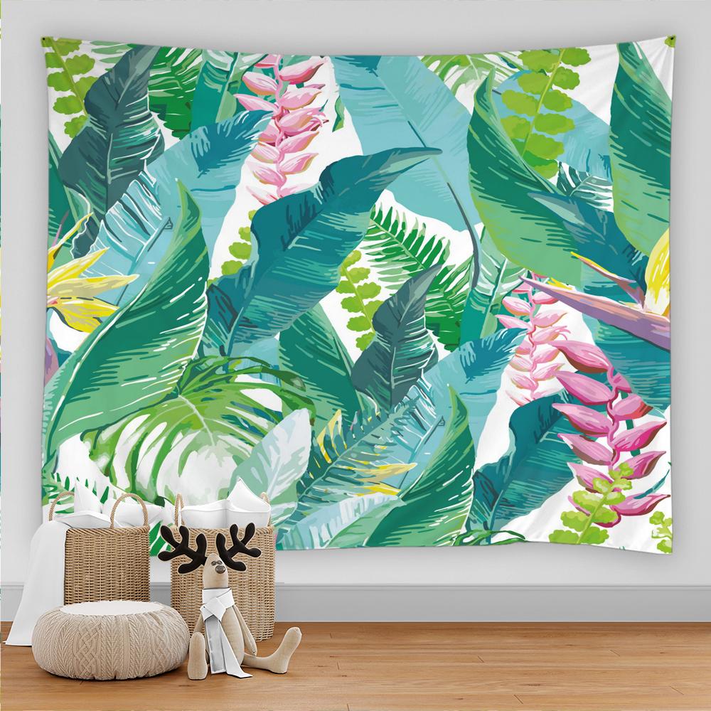 Тропическое растение, зеленый лист, гобелен, садовый фон, богемный большой тканевый настенный декор для дома, гостиной, комнаты