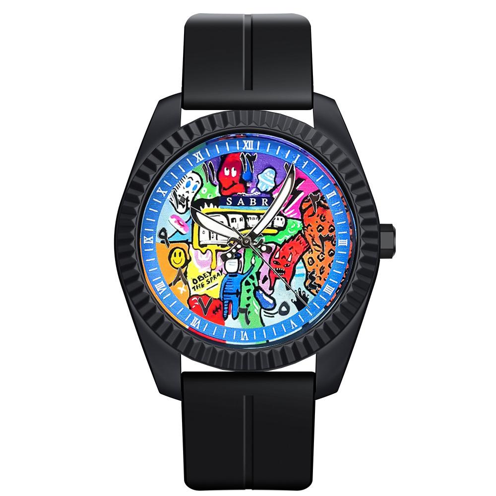 Graffiti Art Dial Men's Watch Hip Hop Street Style Quartz Movement Available