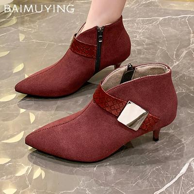 Замшевые женские ботильоны с острым носком на высоком каблуке, сексуальные туфли на шпильках, женская тенденция 2025 года, зимняя мода, элегантные, удобные, Botas De Mujer