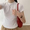 O-Neck Knitted T-shirts Solid Casual T-shirt Bottom Tshirts 2023 Summer Short Sleeve T-shirt Women Tees Slim Top Elegant 27785