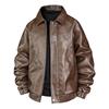 Texture on the new men's leather jacket tooling locomotive pu old money wind tough loose street retro casual leather jacket men