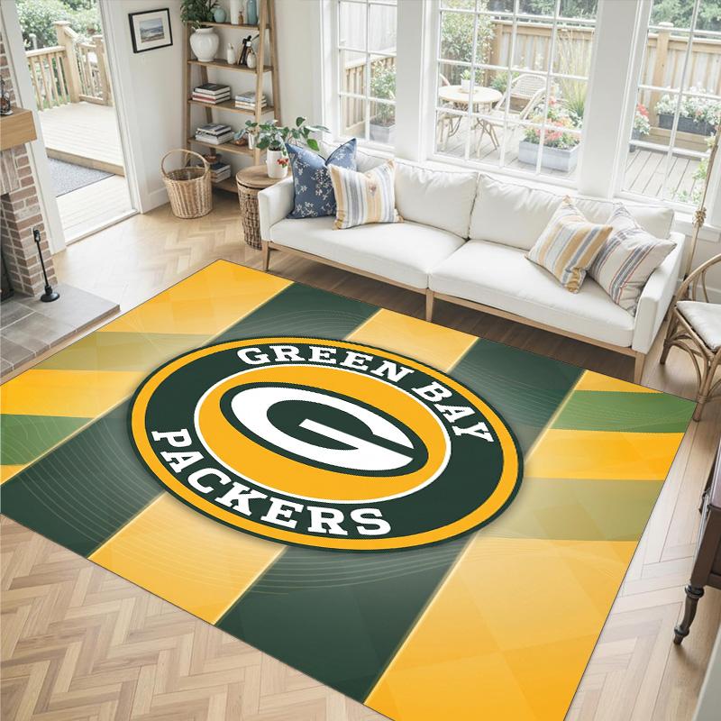 Green Bay Packers Design Crystal Velvet Carpet Cozy Non?Slip Printed Rug For Bedroom Living Room Entrance