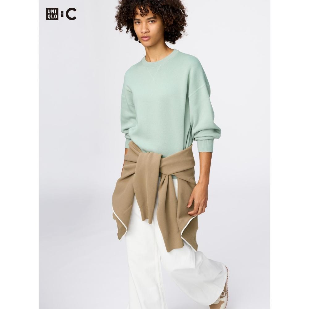 Uniqlo Японский гладкий хлопковый свитер с круглым вырезом