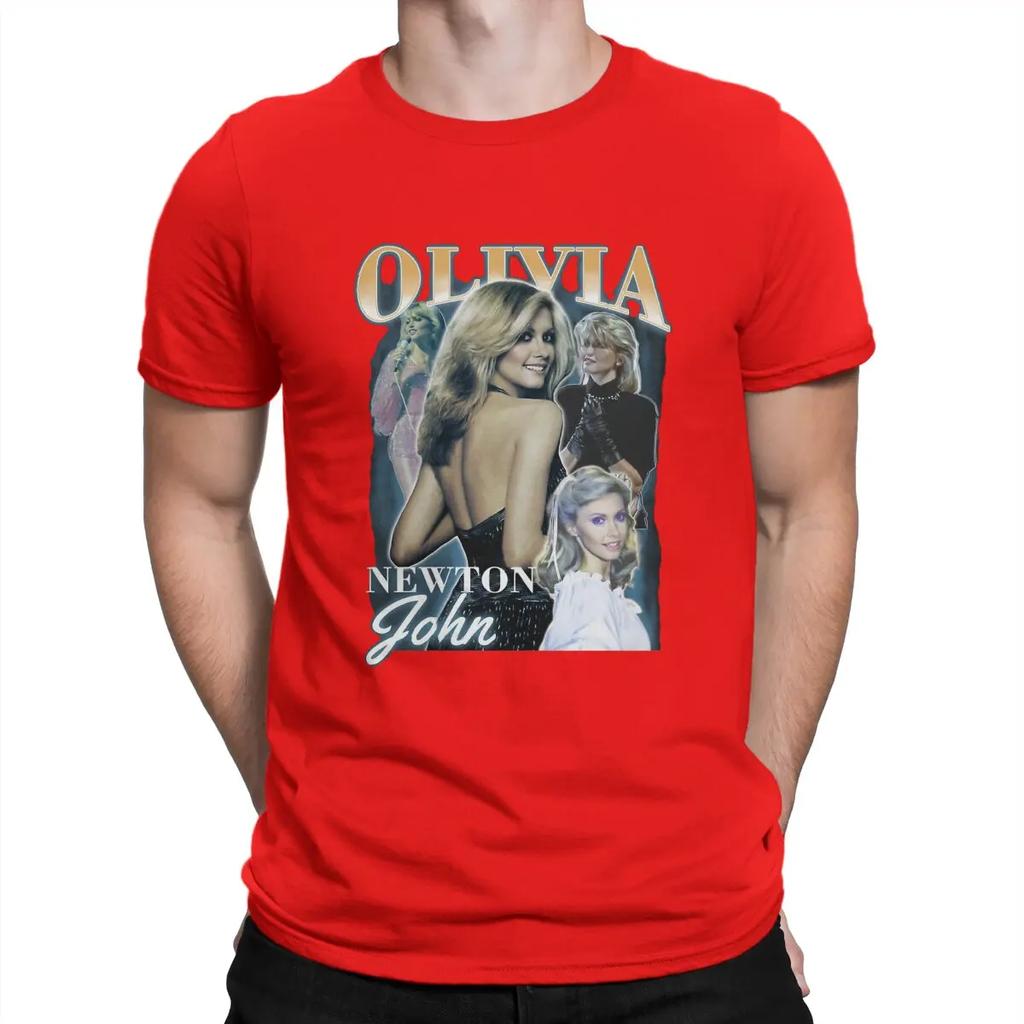 Funny Australian Pop Female Singer T-Shirts Men O Neck Cotton T Shirt Olivia Newton John Short Sleeve Tee Shirt Original Clothes