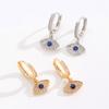 Trendy Gold Color Huggie Earrings for Women Luxury Zircon Blue Evil Eye Charm Dangle Drop Earrings Girls Daily Wear Jewelry Gift