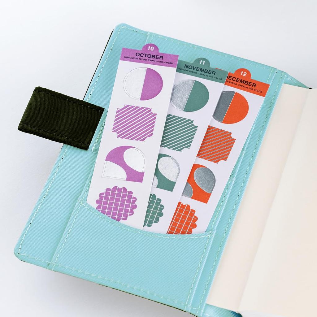 Hobonichi Techo Tsuki no Iro Foil-Stamped Bookmark Stickers, 12 Designs