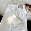 Белые широкие джинсы для женской весны и лета, тонкие, новые, с высокой посадкой и стройнящие, универсальные, свободные и стройнящие брюки прямого кроя для женщин