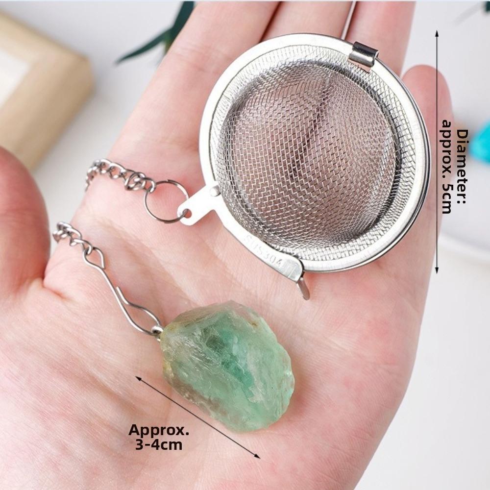 Fine Mesh Tea Filter Strainer with Crystal Stone Chain Spice Strainer for Tea Brewing
