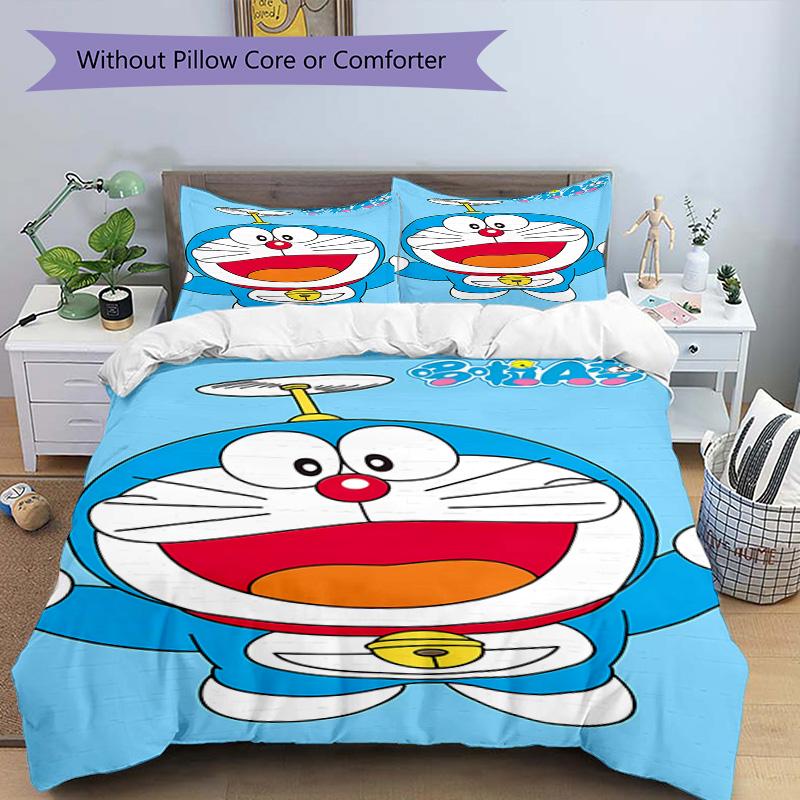 Doraemon Adventure 3‑Piece Bedding Set,Soft Breathable Duvet Cover with 31 Pillowcases,Multi‑Scene for Bedroom Dorm,Perfect Holiday Birthday Gift for