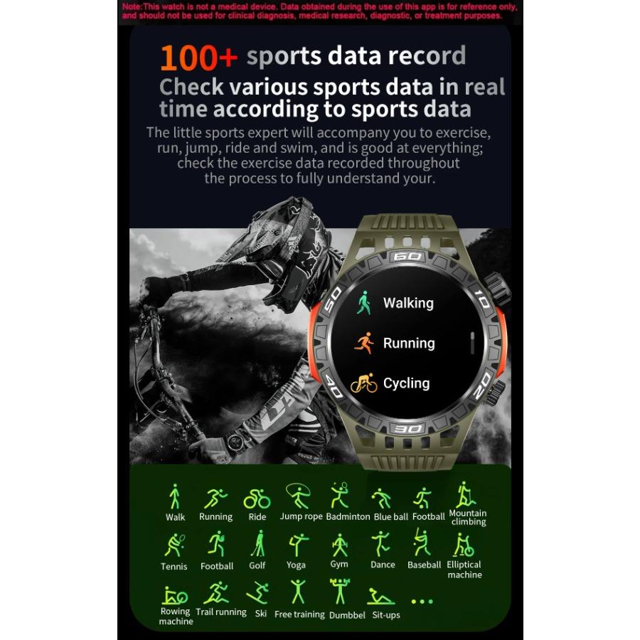 Умные часы HT22 IP68 Водонепроницаемые мужские оригинальные часы с Bluetooth-звонком, монитором здоровья, светодиодным фонариком и 100+ спортивными режимами