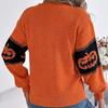 Autumn Winter Halloween Pumpkin Print Pullovers Sweaters Women Long Sleeve Casual Woman Sweater Elegant Round Neck Loose Warm Ladies Knit Jumper 25366
