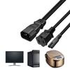 10Amp 3Pin Male IEC320 C14 To Double C7+1-15R To US Standard 2Hole Plug Outlet Power Cord Splitter 0.32Meter