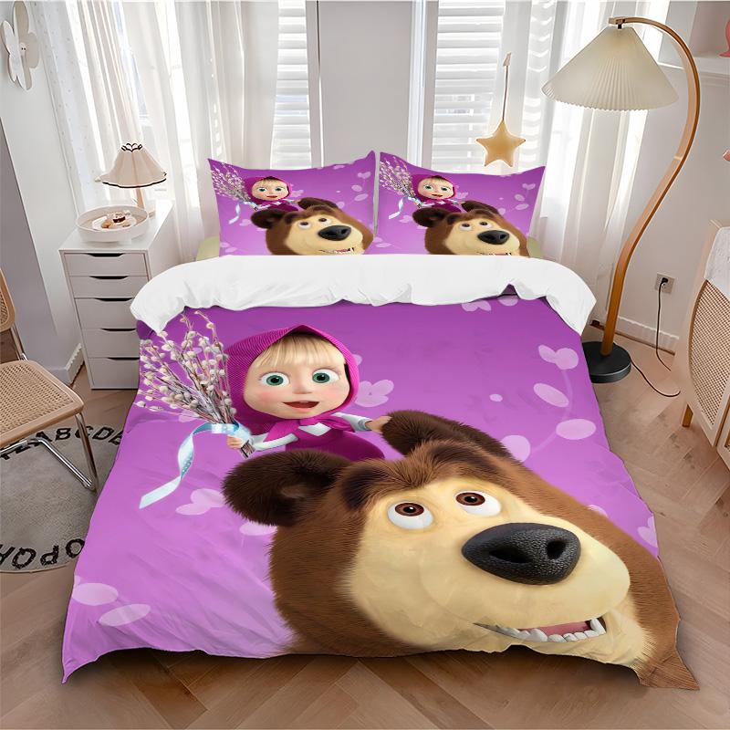Friendship Between Bear Girl Print 3Pcs Bedding Setduvet Cover With 2 Bedropillowcase Home Birthday Gift