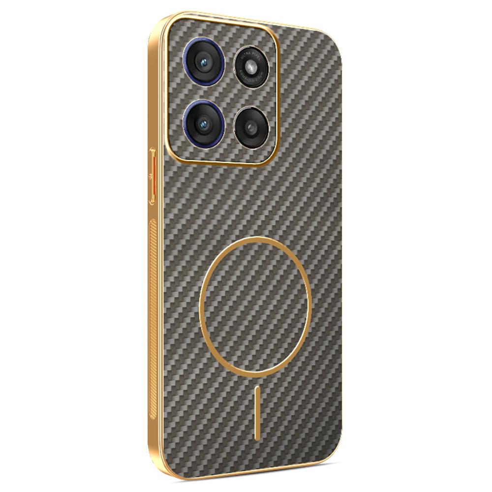 For Motorola Moto G56 5G Phone Case Carbon Fiber Textured Electroplated TPU Back Cover