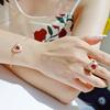 Women Fashion Jewelry Set Italian Gold Plated Heart Ruby Red Necklace Ring Earrings Bracelet Combo