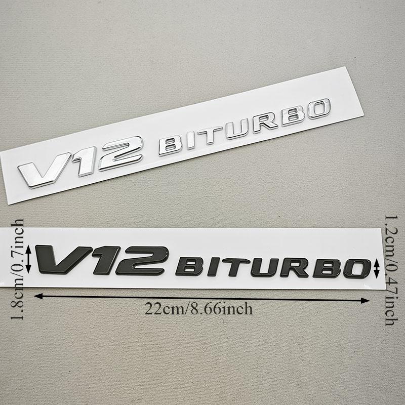 3D ABS Chrome Black Car Letter Side Fender Badge Logo V12 BITURBO Sticker Emblem For Mercedes Benz AMG G63 G65 Auto Accessories XV7