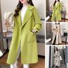 Fall Winter Women Overcoat Turn-down Collar Long Sleeve Open Stitch Pockets Loose Mid Length Solid Color Soft Warm Thick Lady Mid-calf Length Coat