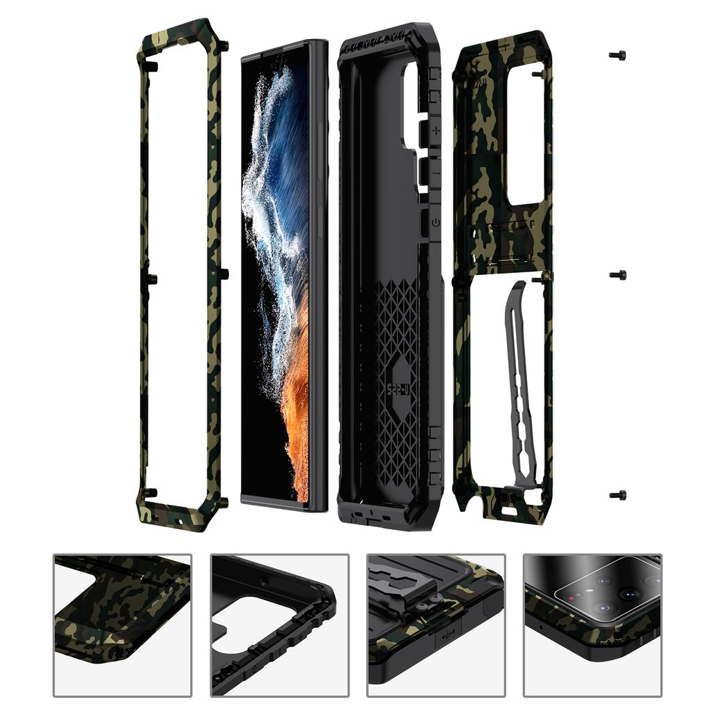 Для Samsung Galaxy S22 S21 Ultra Алюминиевый Металлический Чехол со Защитой Экрана Прочный Пылезащитный Ударопрочный Металлический Чехол