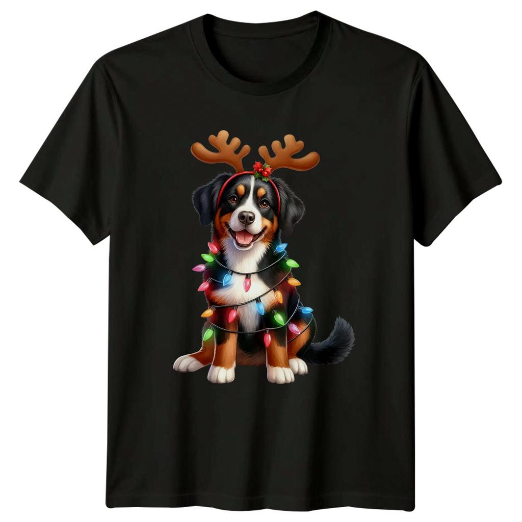Bernese Dog Christmas Lights Holidays Unisexs TShirt Unisexs Tee Graphic Top