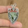 Natural Prehnite Gemstone Pendant 925 Sterling Silver Indian Jewelry For Women