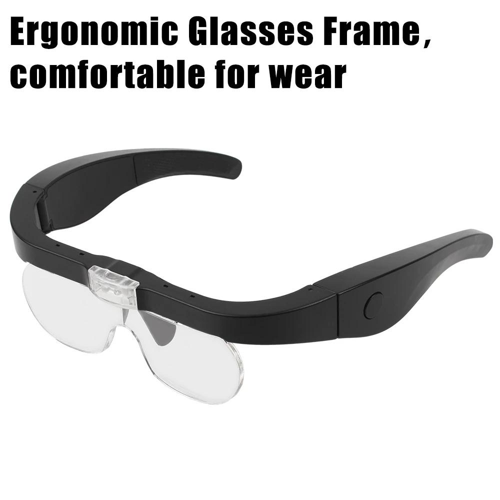 Head-mounted Magnifying Glasses With Led Light For Reading Watchmaker Repair Usb Rechargeable Magnifier 1.5x 2.5x 3.5x 5.0x