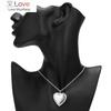 Unique Carved Design Heart -Shaped Photo Frame Pendant Necklace Charm Openable Locket Necklaces Women Men Memorial Jewelry