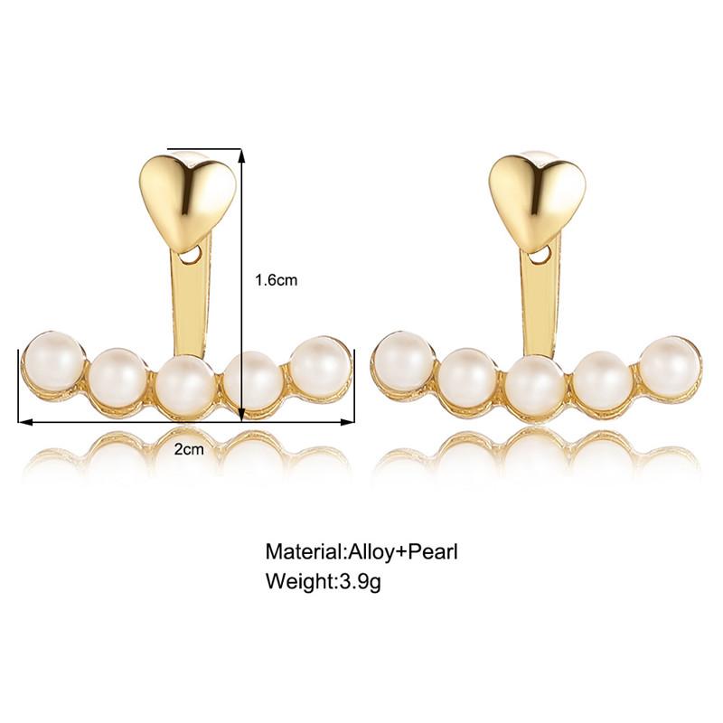 Элегантные серьги-пусеты в форме сердца золотого цвета с жемчугом, корейская модная бижутерия для женщин, аксессуары для девушек оптом