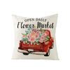 Spring Floral Throw Pillow Cover Polyester Printed Sofa Cushion Cover Blue Truck Bedroom Cushion Cover
