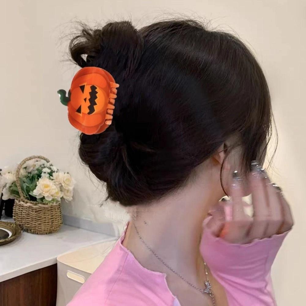 Spider Halloween Hair Claw PVC Skeleton Shark Clip Creative Pumpkin Themed Gripper  Party