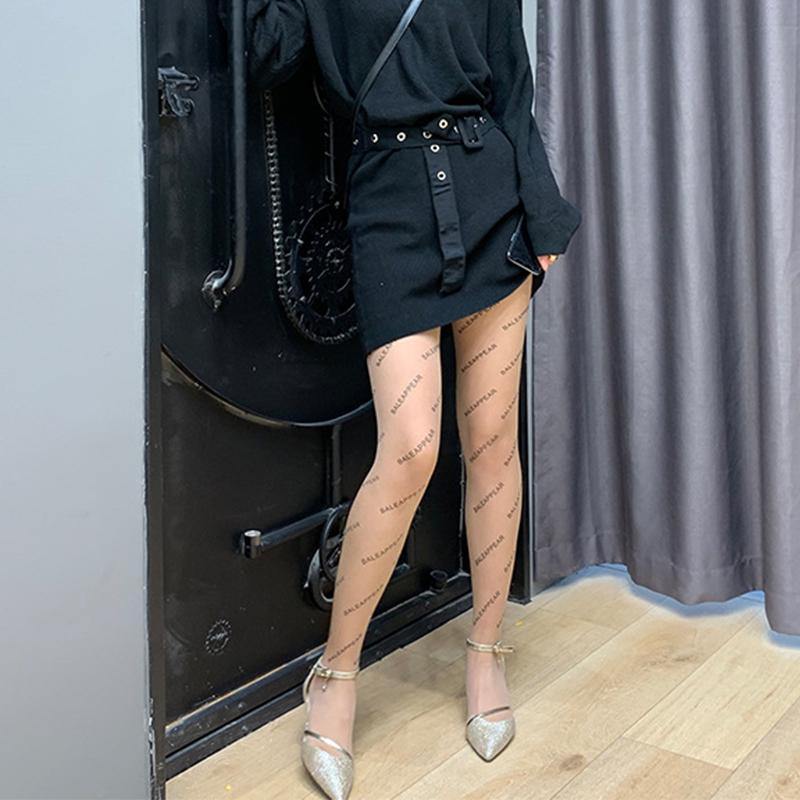 Летние женские сексуальные чулки, колготки с буквенным принтом, носки, чулки, прозрачные колготки, дикие тонкие носки