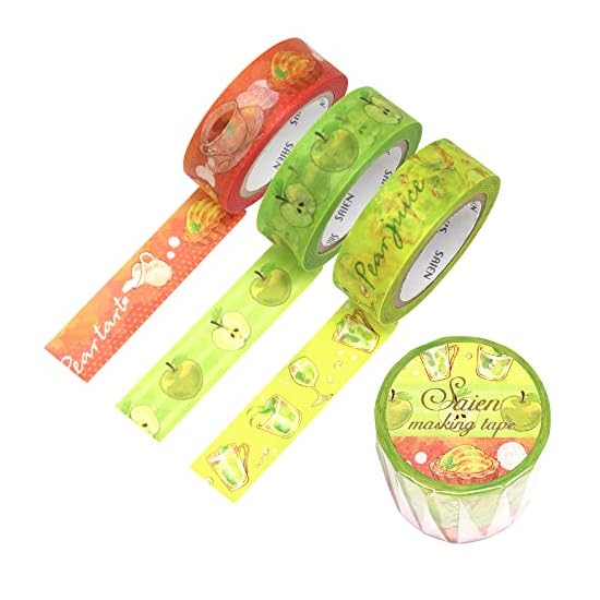 Японская маскирующая лента Kamiiso Sansho Washi *Сделано в Японии* 15 мм x 10 м x 3 рулона, 3 узора SAIEN UR