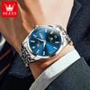 OLEVS Original Diamond Time Watch Men Waterproof Date Week Automatic Mechanical Stainless Steel Fashion Business Leisure Watches